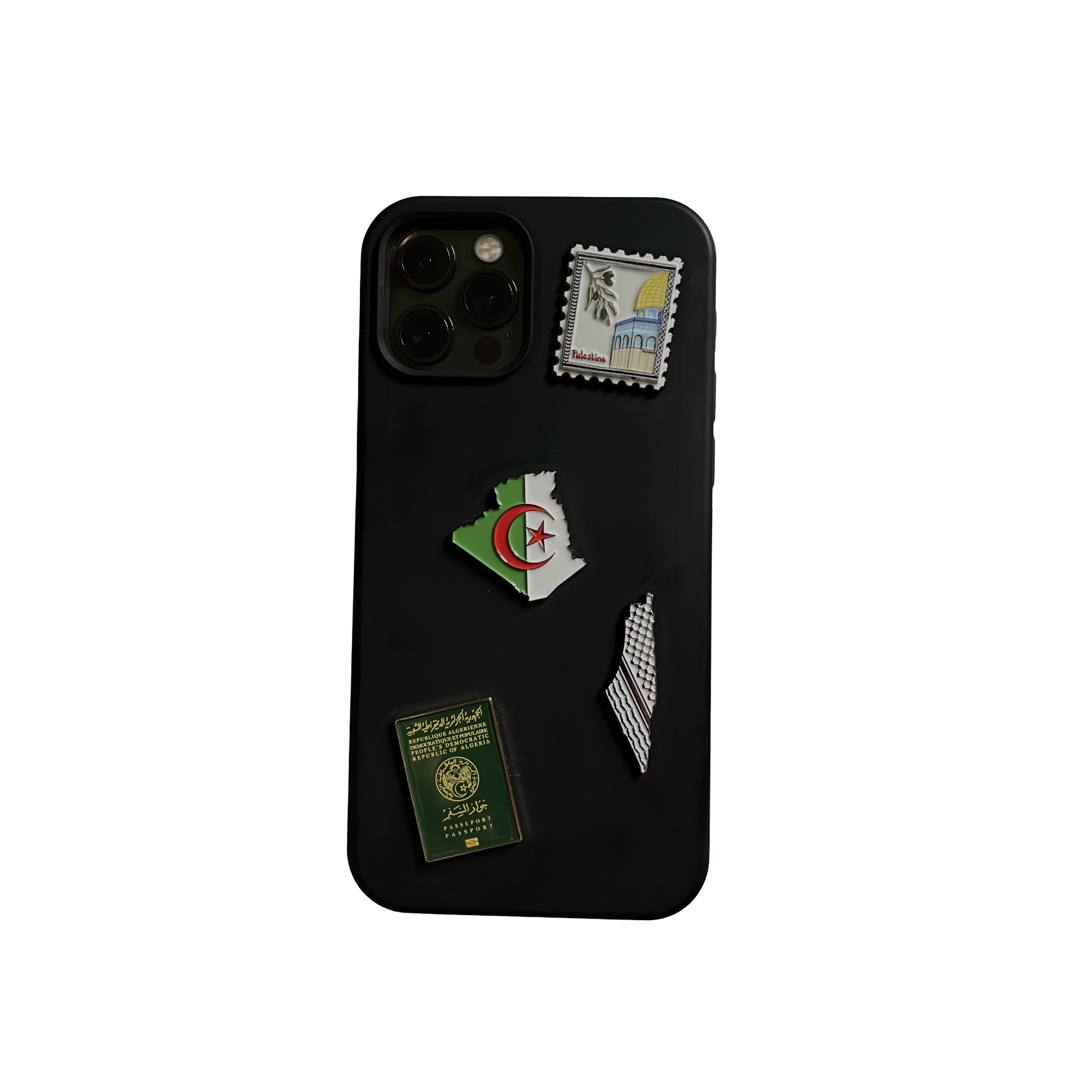 coque noire lot de 4 stickers palestine et algerie
