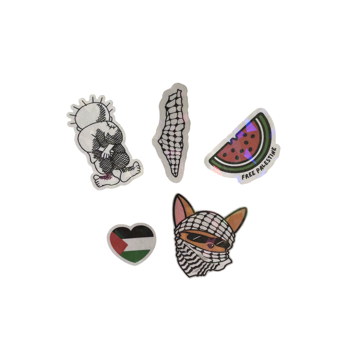 kufiya pack 5 stickers palestine