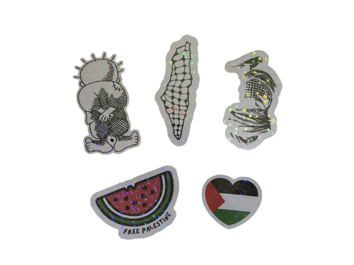 lot de stickers palestine, pasteque, keffieh, drapeau, handala, carte palestine