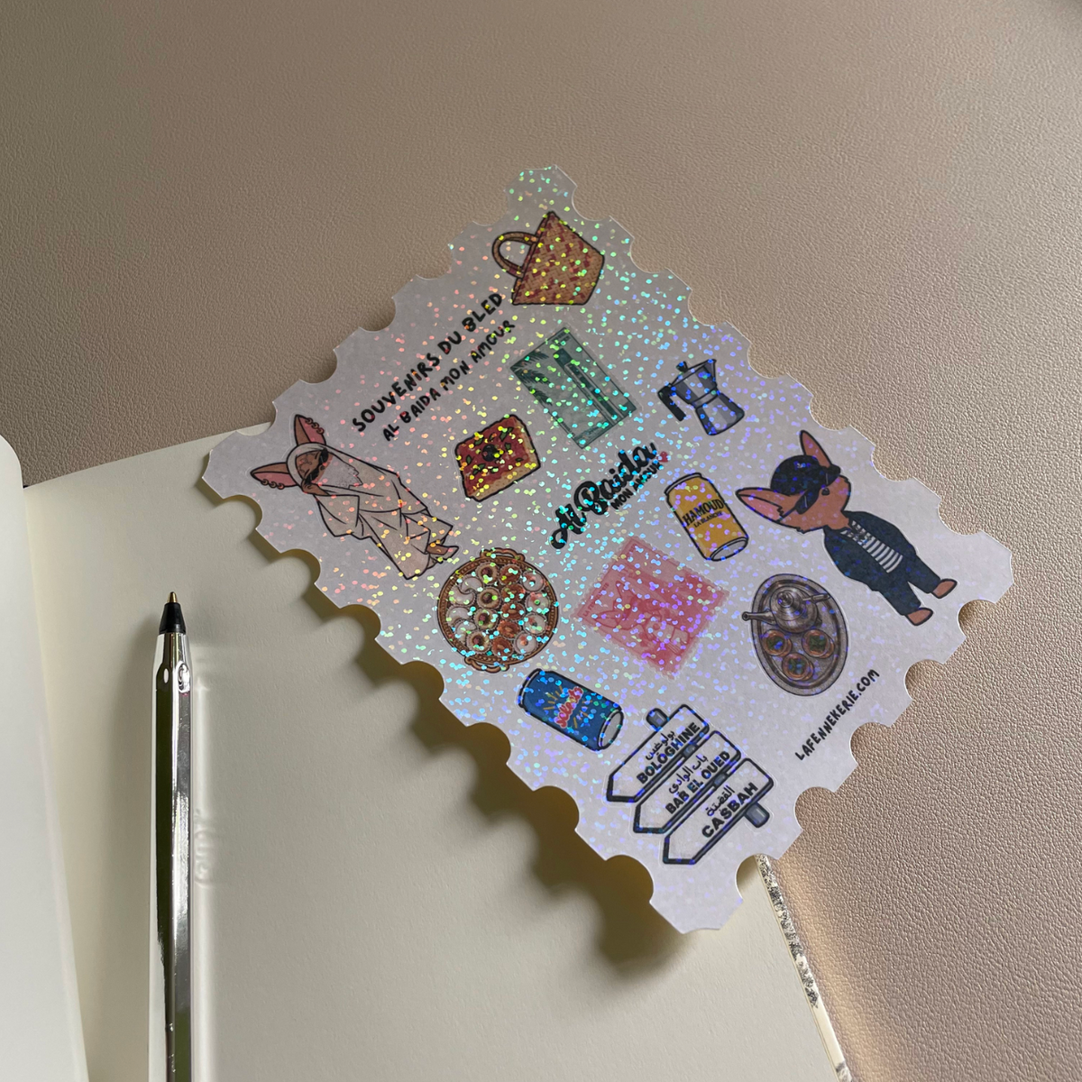 Planche de 13 Stickers "Souvenirs du bled Al Baida mon amour"